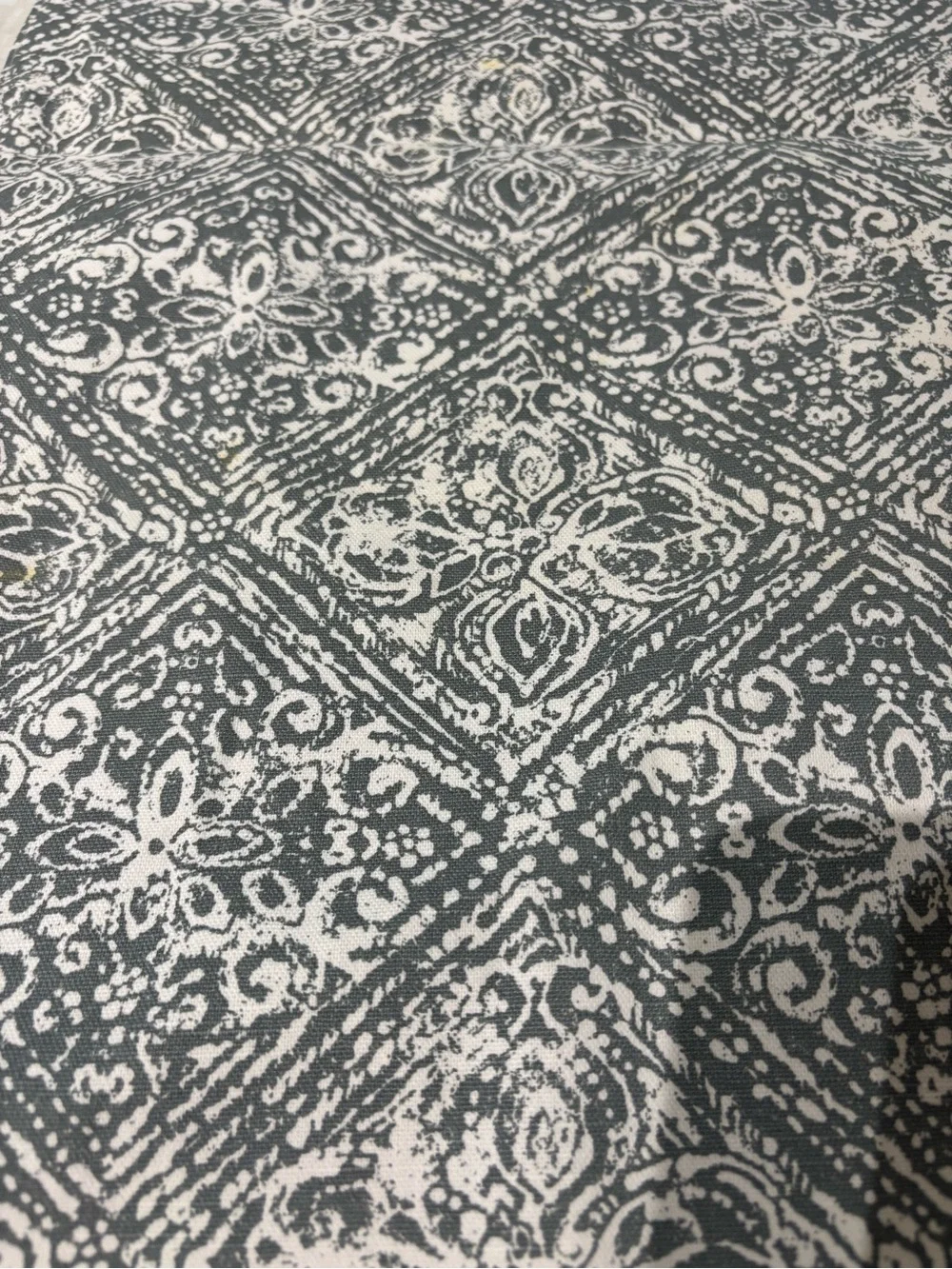 Gray and White Patterned Table Runner